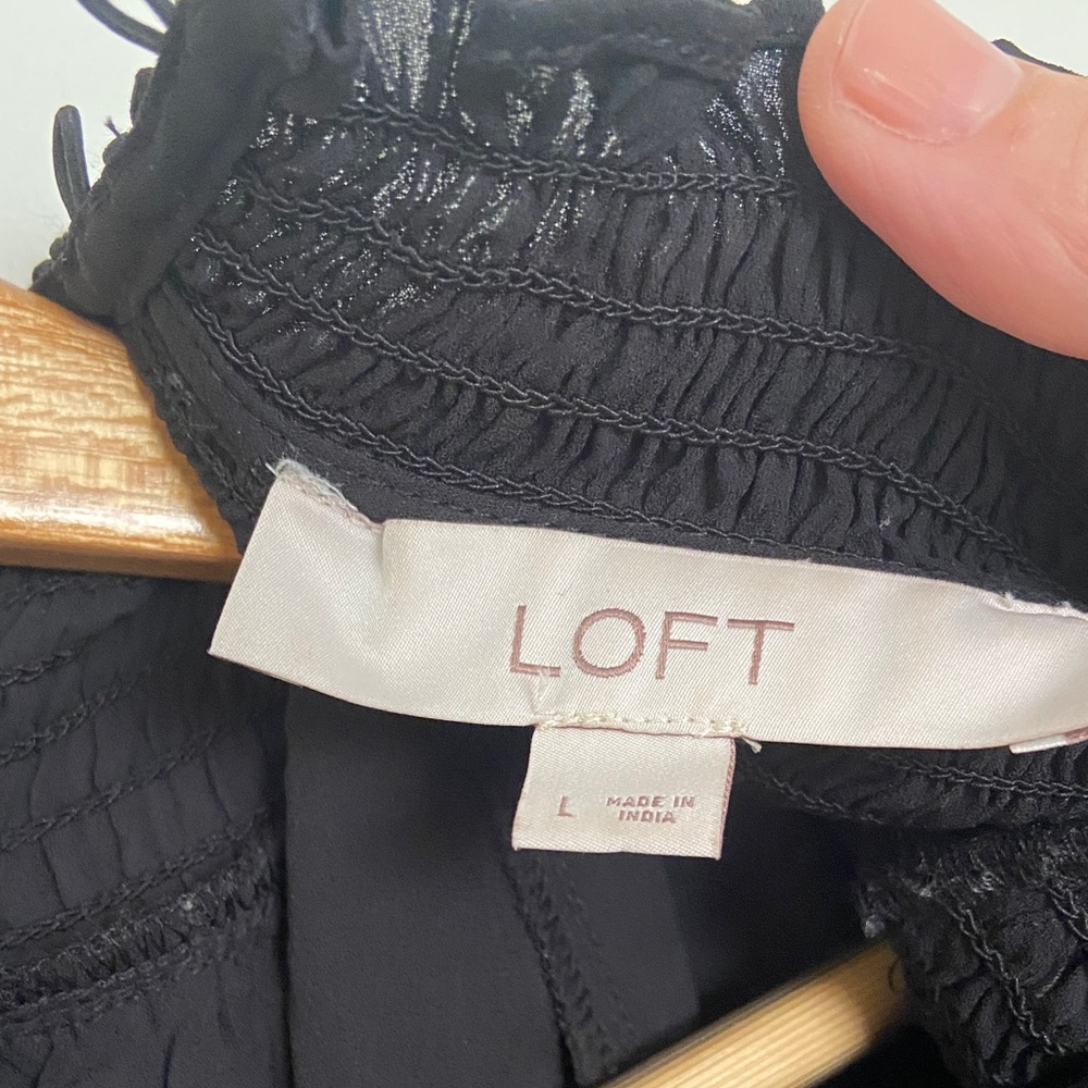 LOFT Black Ruffled Blouse - Picture 2 of 8